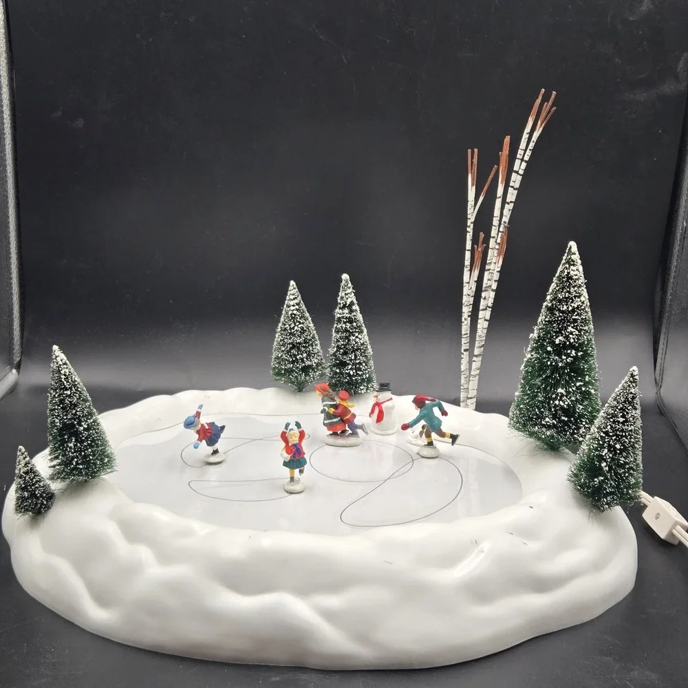 Department 56 Christmas Village Animated Skating Pond Tested Working See Video